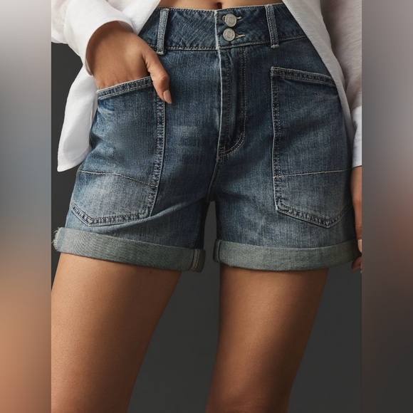 Pilcro Pants - Pilcro Washed Blue High-Rise Denim Shorts